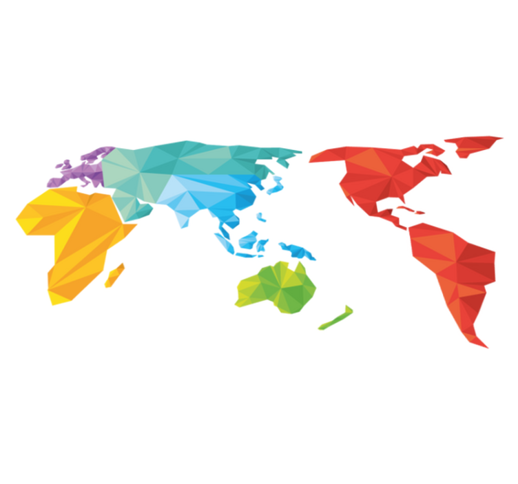 Tappeto vinile geometrico mappa del mondo colorata - TenStickers