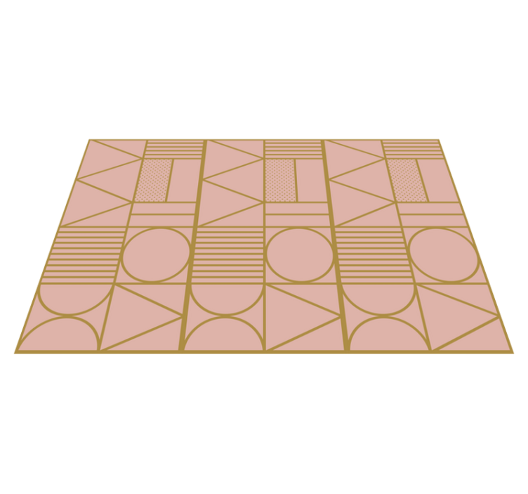 Tappeto vinile geometrico blocchi oro e rosa - TenStickers