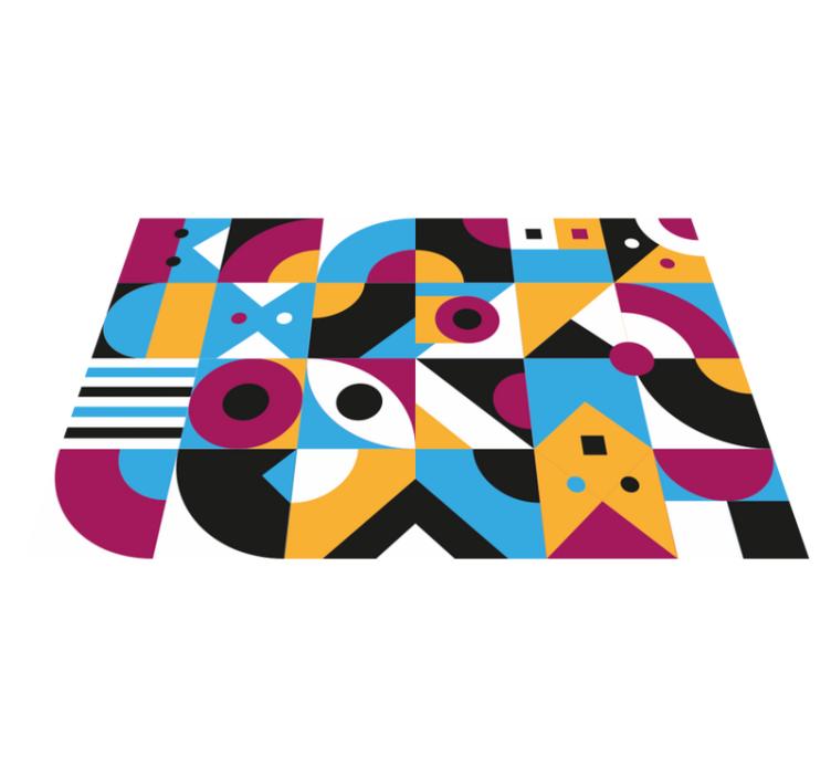 Tappeto vinile geometrico elementi astratti vivaci - TenStickers