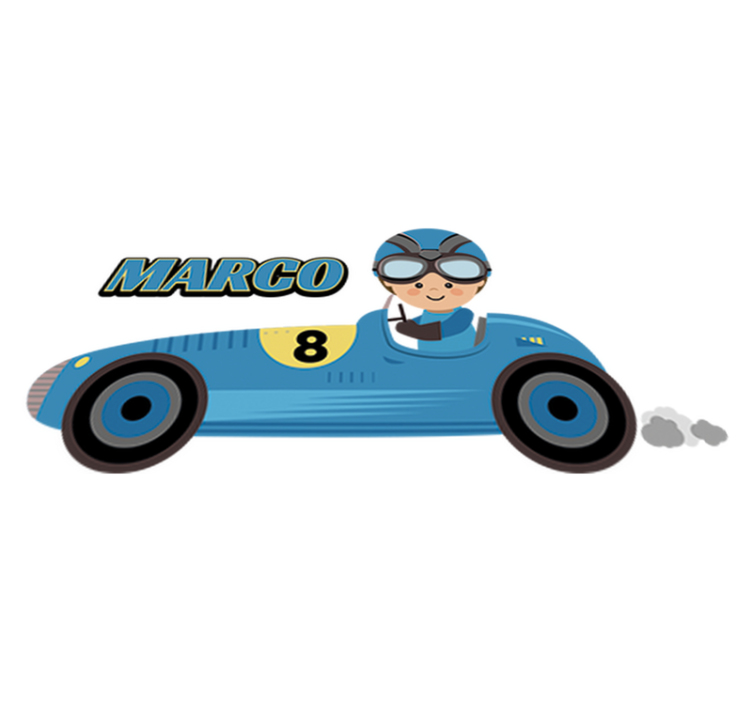 Tappeto vinile per bambini auto formula 1 con nome - TenStickers