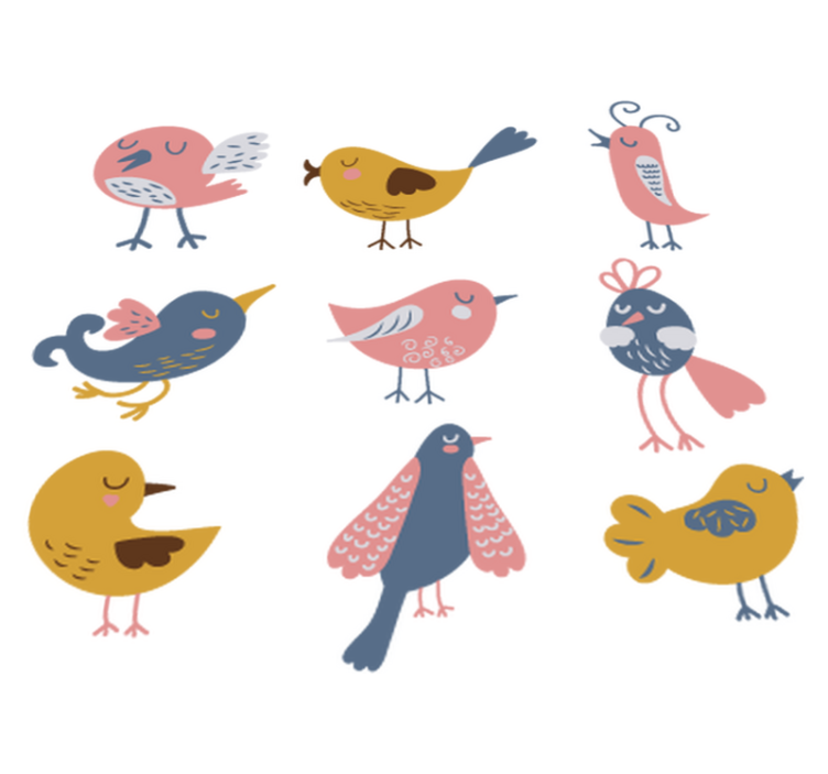 Tappeto vinile per bambini adesivi nove uccellini - TenStickers