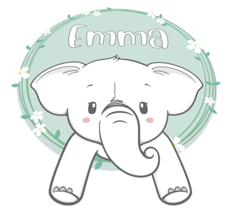 Tappeto vinile per bambini elefante con nome - TenStickers