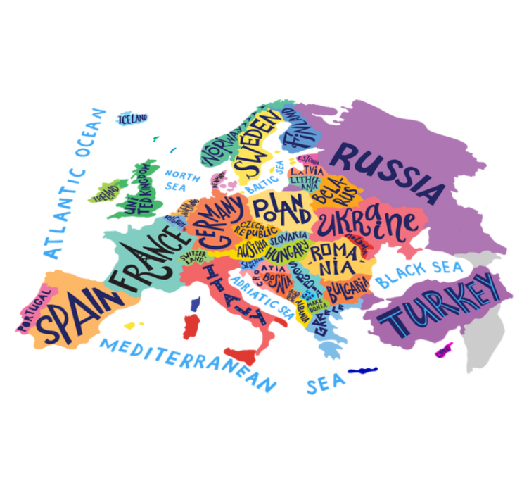 Tappeto vinile per bambini mappa dell'europa - TenStickers