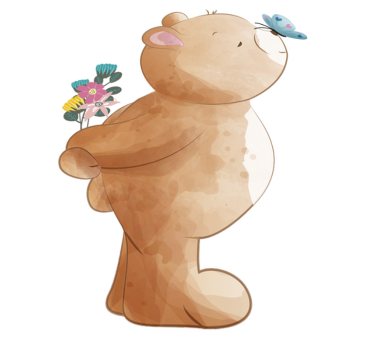 Tappeto vinile per bambini adesivo orso e farfalla - TenStickers