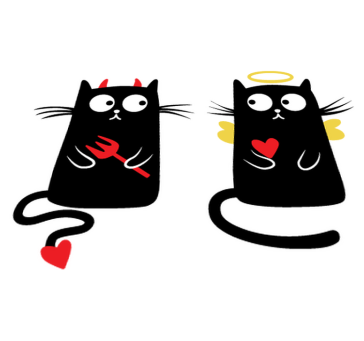 Tappeto vinile per bambini gatto buono e cattivo - TenStickers