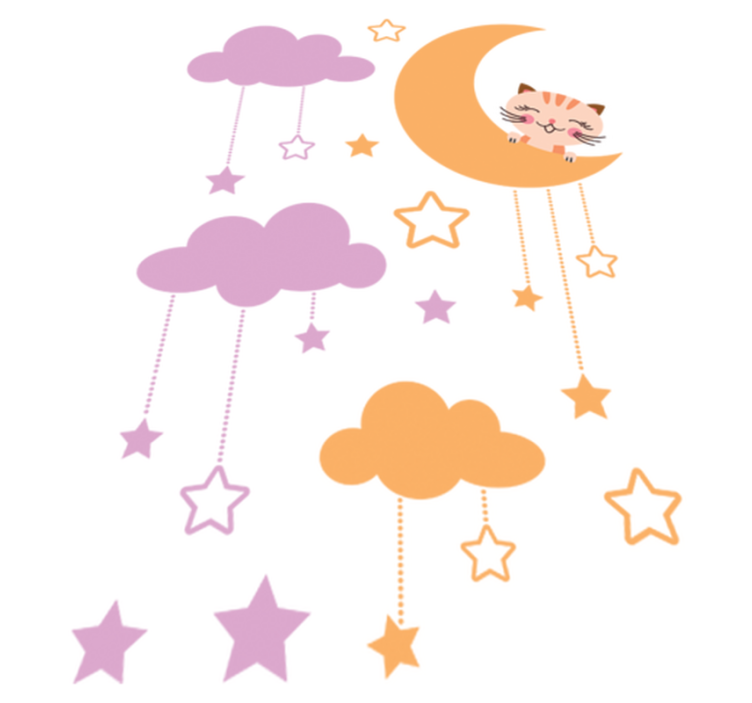 Tappeto vinile per bambini adesivo luna gatto - TenStickers