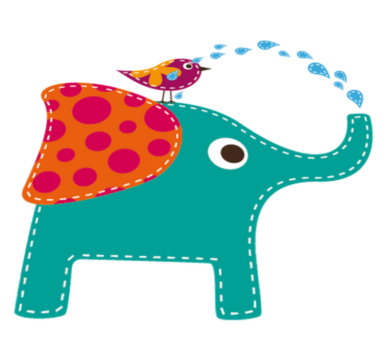 Tappeto vinile per bambini elefante che fa il bagno - TenStickers