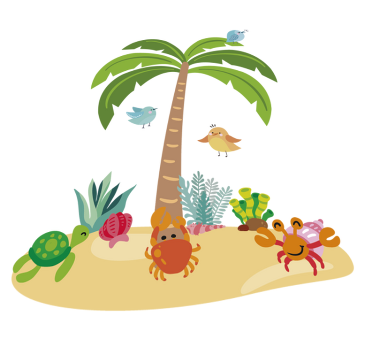 Tappeto vinile per bambini palme e animali marini - TenStickers