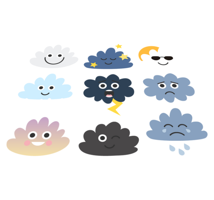 Tappeto vinile per bambini nuvole con facce - TenStickers