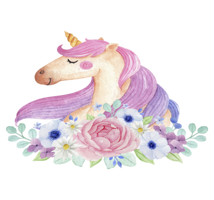 Tappeto vinile per bambini unicorno acquerello - TenStickers