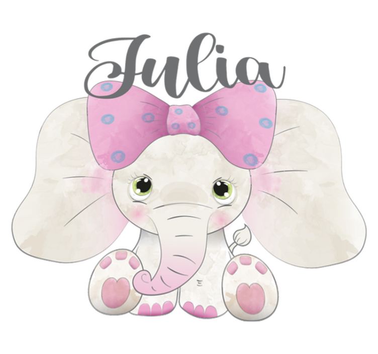 Tappeto vinile per bambini elefante con cucciolo e nome - TenStickers