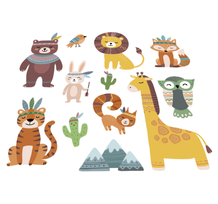 Tappeto vinile per bambini animali tribali divertenti - TenStickers