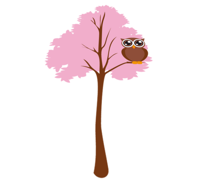 Tappeto vinile per bambini albero rosa con gufo - TenStickers