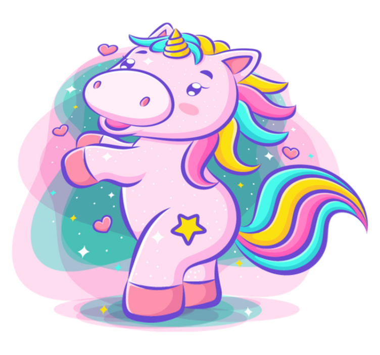 Tappeto vinile per bambini unicorno cartone colorato - TenStickers