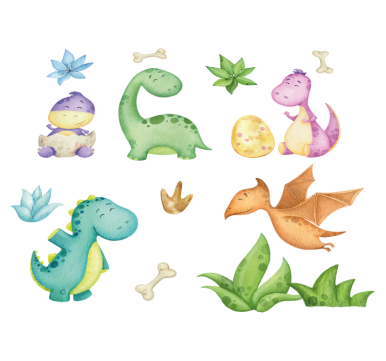 Tappeto vinile camera da letto dinosauro nordico disegnato - TenStickers