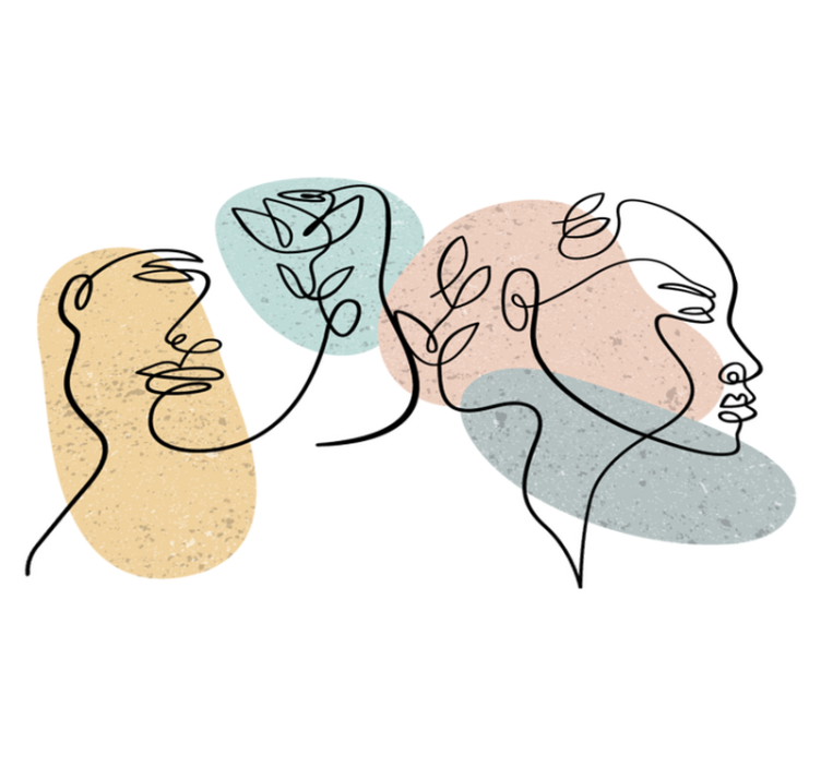 Tappeto vinile camera da letto volti femminili line art - TenStickers