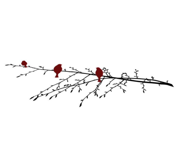 Tappeto vinile camera da letto uccelli rossi su ramo - TenStickers