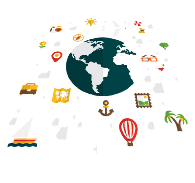 Tappeto vinile camera da letto mondo in viaggio - TenStickers