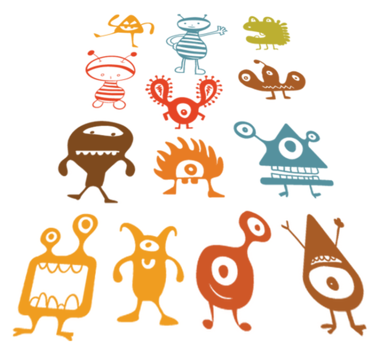 Tappeto vinile per bambini alieni colorati - TenStickers