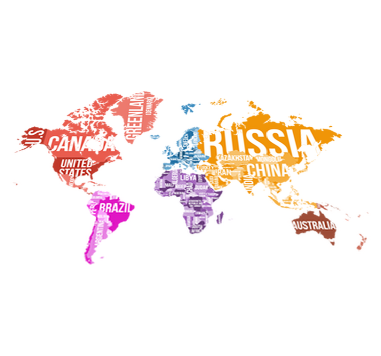 Tappeto vinile mappamondo nomi e confini - TenStickers