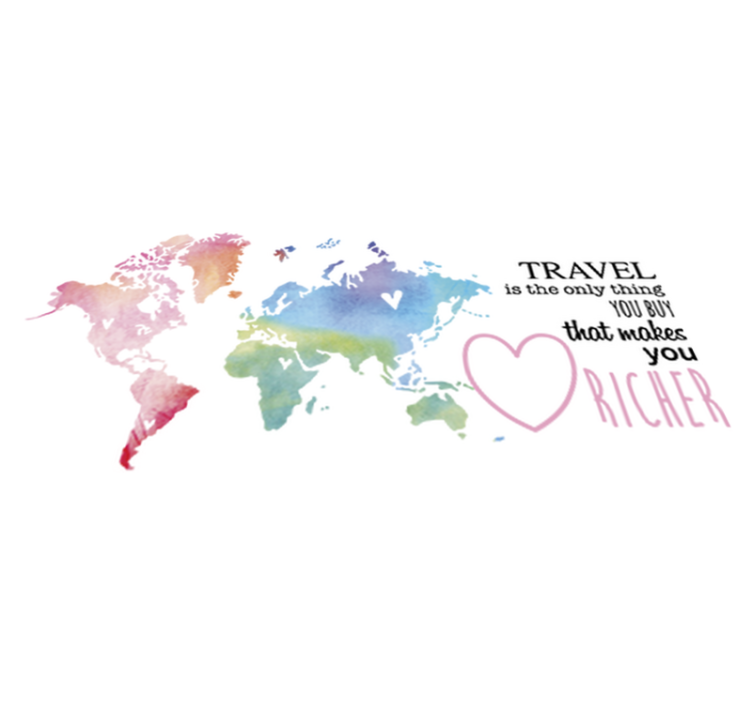 Tappeto vinile mappamondo e testo sui viaggi en - TenStickers