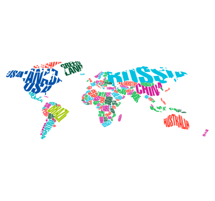 Tappeto vinile mappamondo paesi colorati - TenStickers