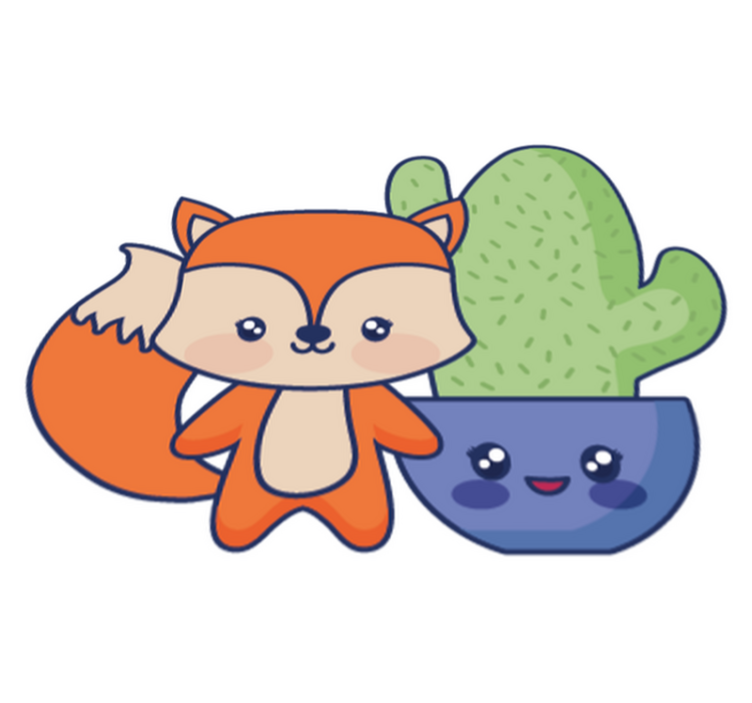 Tappeto vinile per bambini anime cactus e volpe - TenStickers