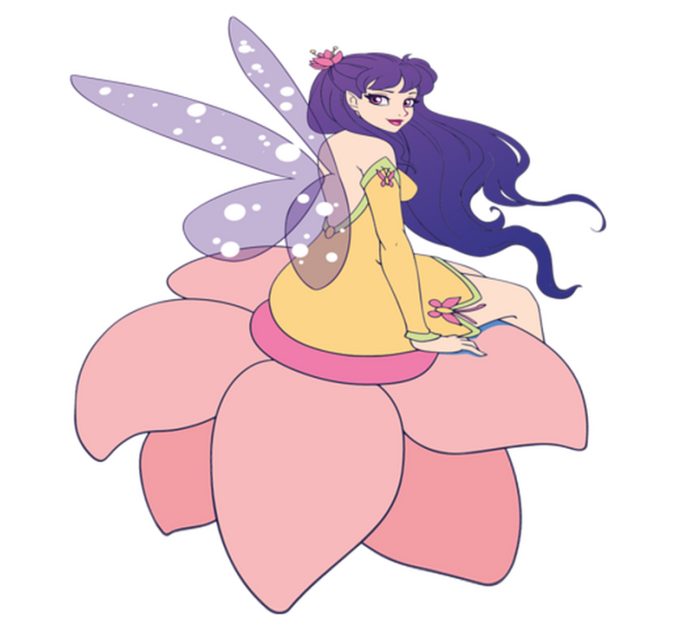 Tappeto vinile per bambini fatina carina su un fiore - TenStickers