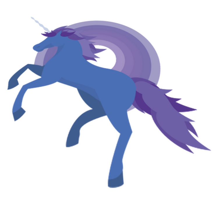 Tappeto vinile per bambini forma unicorno blu e viola - TenStickers