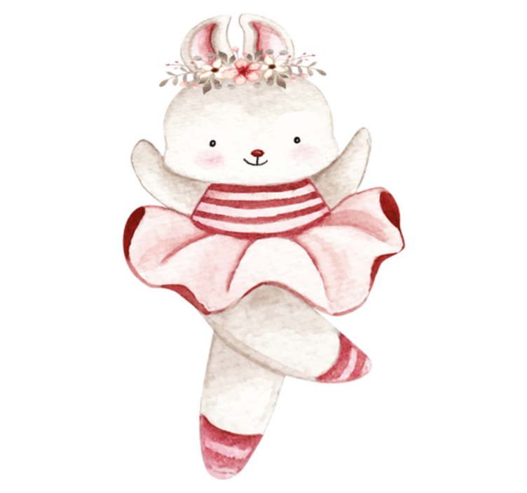 Tappeto vinile per bambini coniglio ballerina in rose - TenStickers