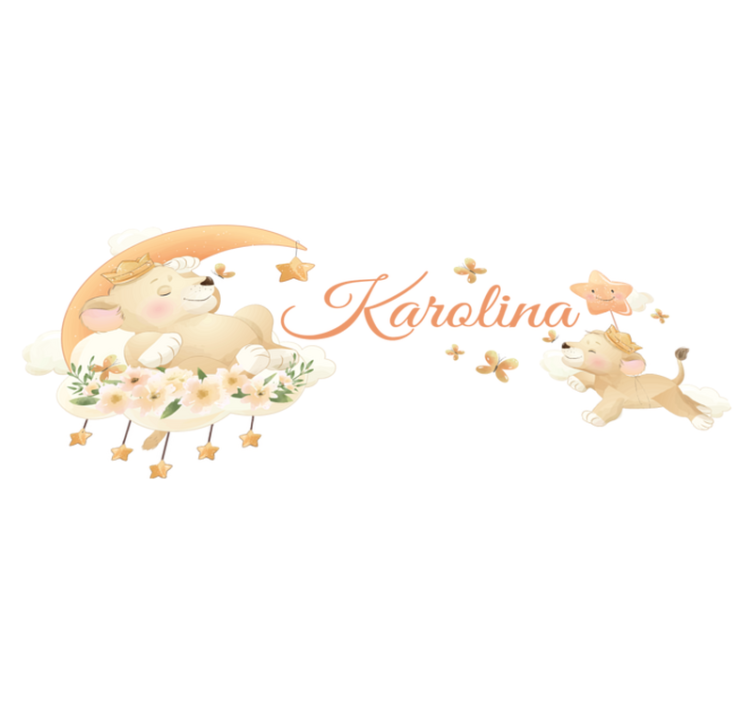 Tappeto vinile per bambini leone carino con nome - TenStickers