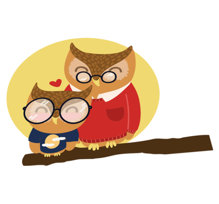 Tappeto vinile per bambini gufo padre e figlio - TenStickers