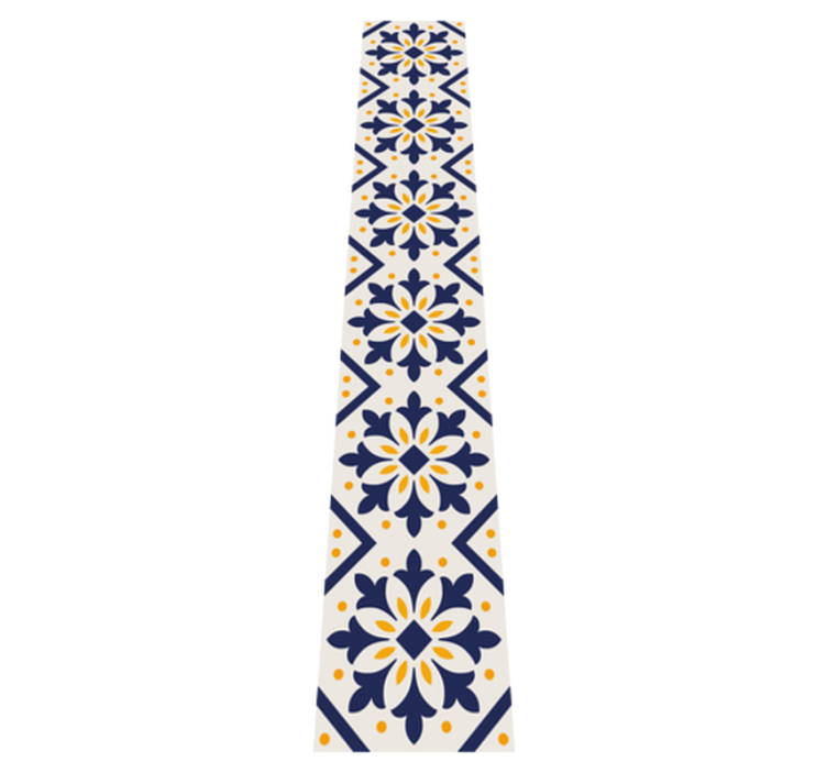 Tappeto pvc cucina blu con vivaci piastrelle gialle - TenStickers
