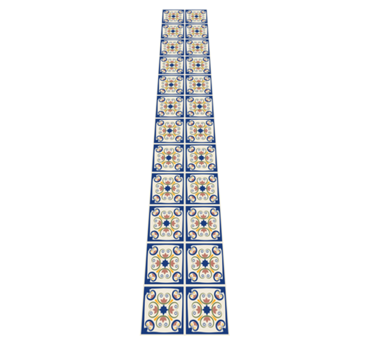 Tappeto pvc cucina piastrelle portoghesi fiori rosa - TenStickers