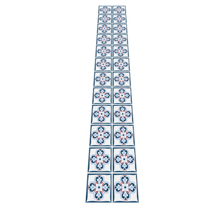 Tappeto pvc cucina piastrella portoghese blu e rossa - TenStickers