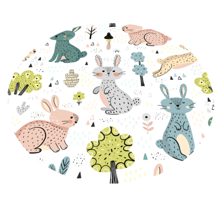 tappeto in vinile per bambini con coniglietti - TenStickers