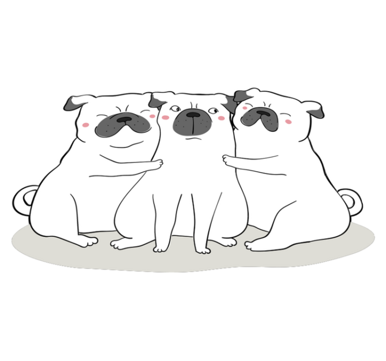 Tappeto di vinile animali adorable Pug Trio - TenStickers