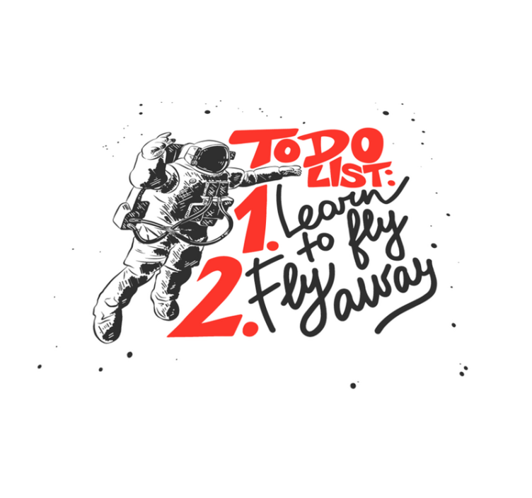 Tappeto vinile frase lista delle cose da fare astronauta - TenStickers