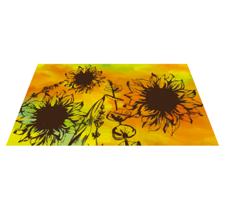 Tappeto vinile fiori schizzo di girasole - TenStickers