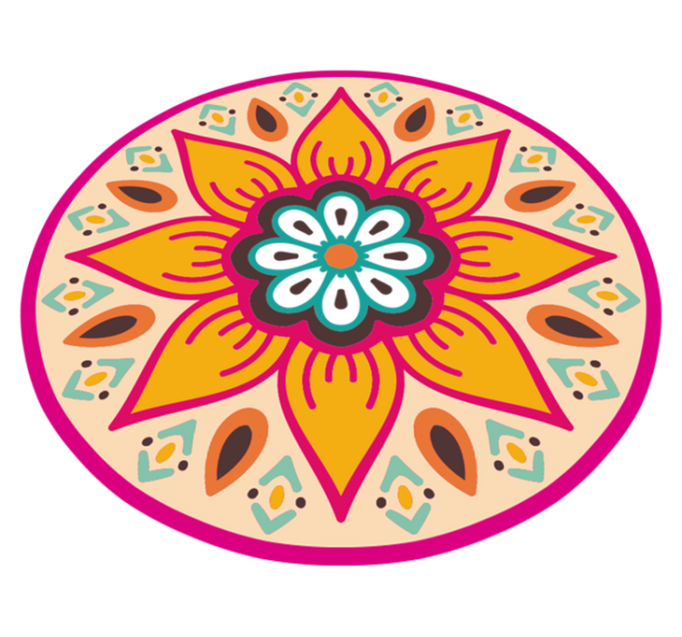 Splendido tappeto rotondo in vinile con mandala a fiori - TenStickers