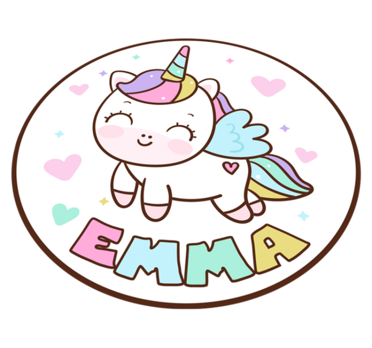 Tappeto pvc unicorno e nome personalizzabile - TenStickers