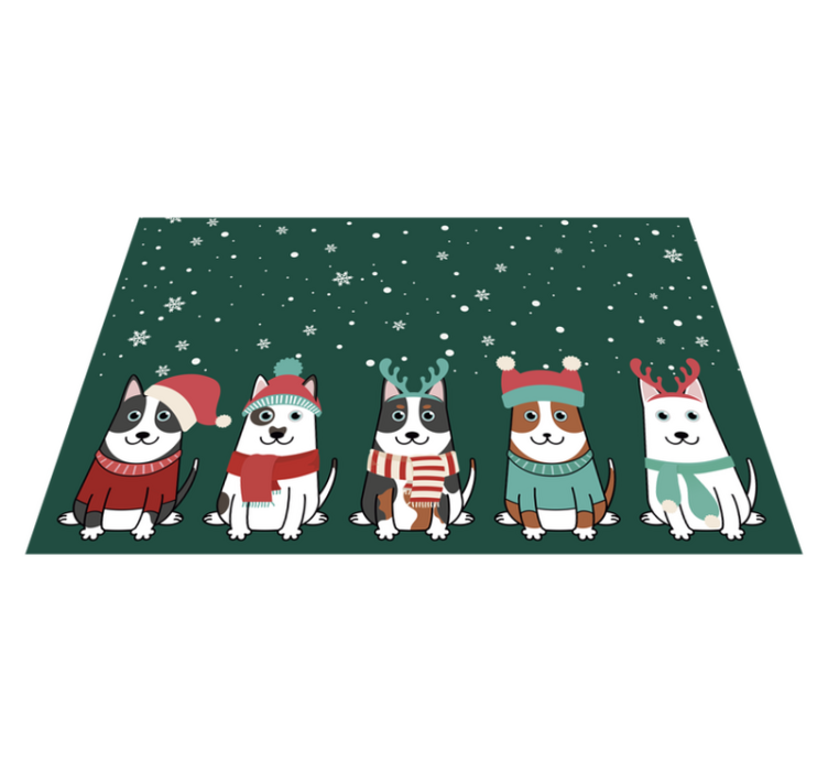 Tappeto Vinile Natale ensemble di cani festivi - TenStickers