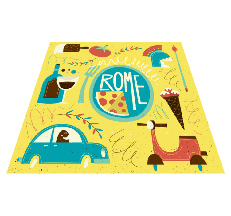 Tappeto vinile alfabeto illustrazione del tema di roma - TenStickers
