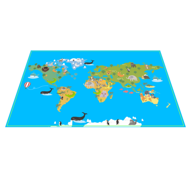 Tappeto vinile mappamondo mondo educativo - TenStickers