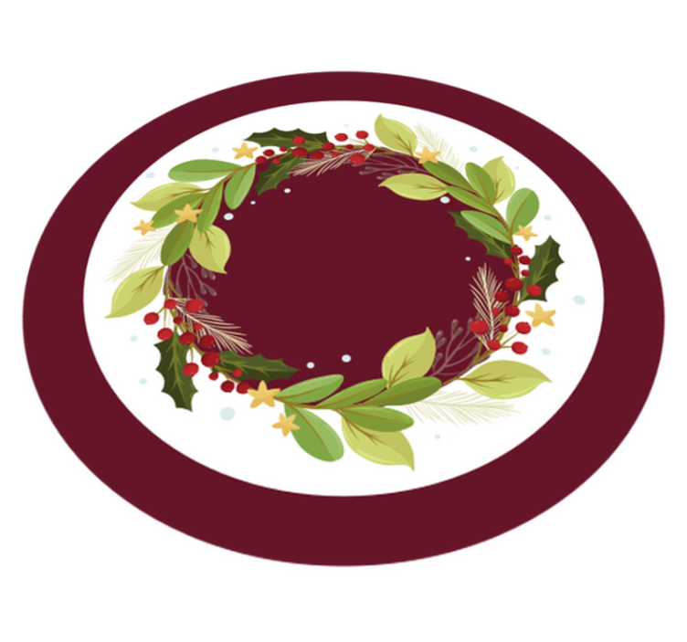 Tappeto Vinile Natale cerchio di ghirlande festive - TenStickers