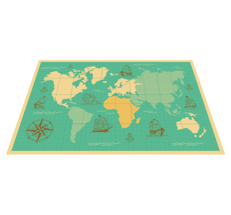 Tappeto vinile mappamondo mappa di esplorazione nautica - TenStickers