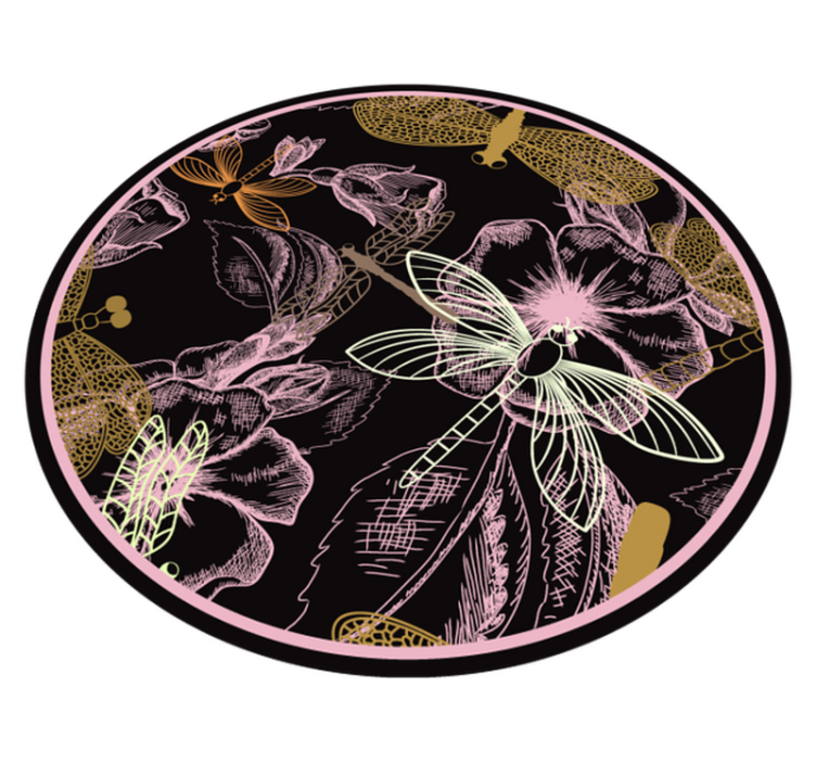 Tappeto vinile fiori immagini di insetti botanici - TenStickers