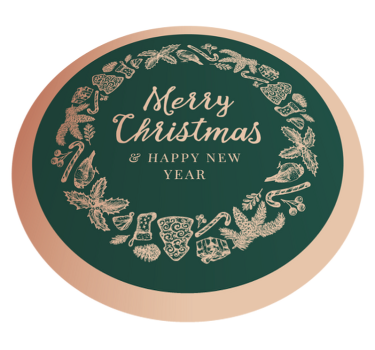 Tappeto Vinile Natale cerchio di auguri festivi - TenStickers