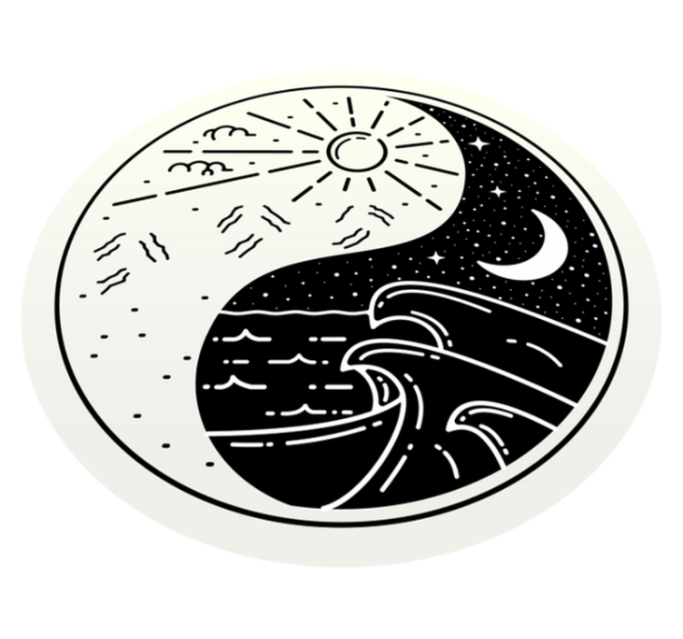 Tappeto vinile nordico oceano yin yang - TenStickers