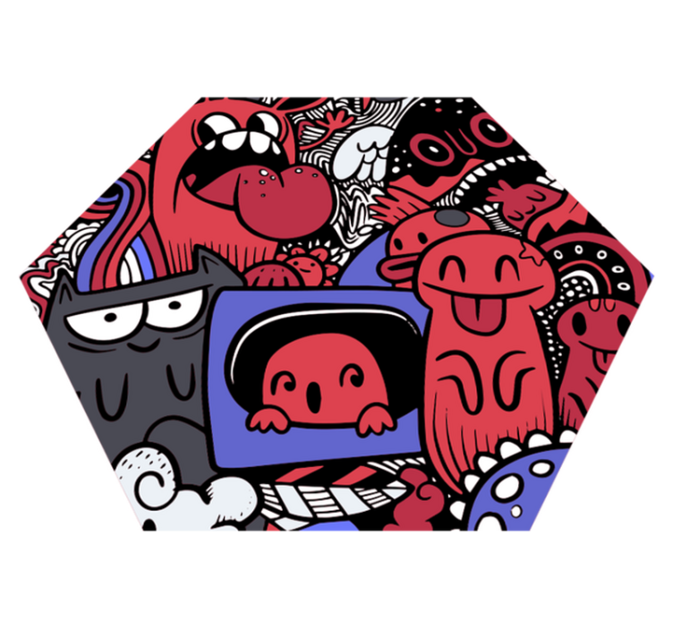 Tappeto vinile per bambini opere d'arte di mostri giocosi - TenStickers